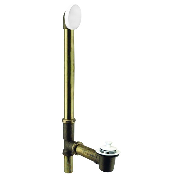 Westbrass Twist & Close Bath Waste, Hidden Overflow -22" Make-Up, 17 Ga. in Powdercoated White D322H-50 (7941817H-50) - main